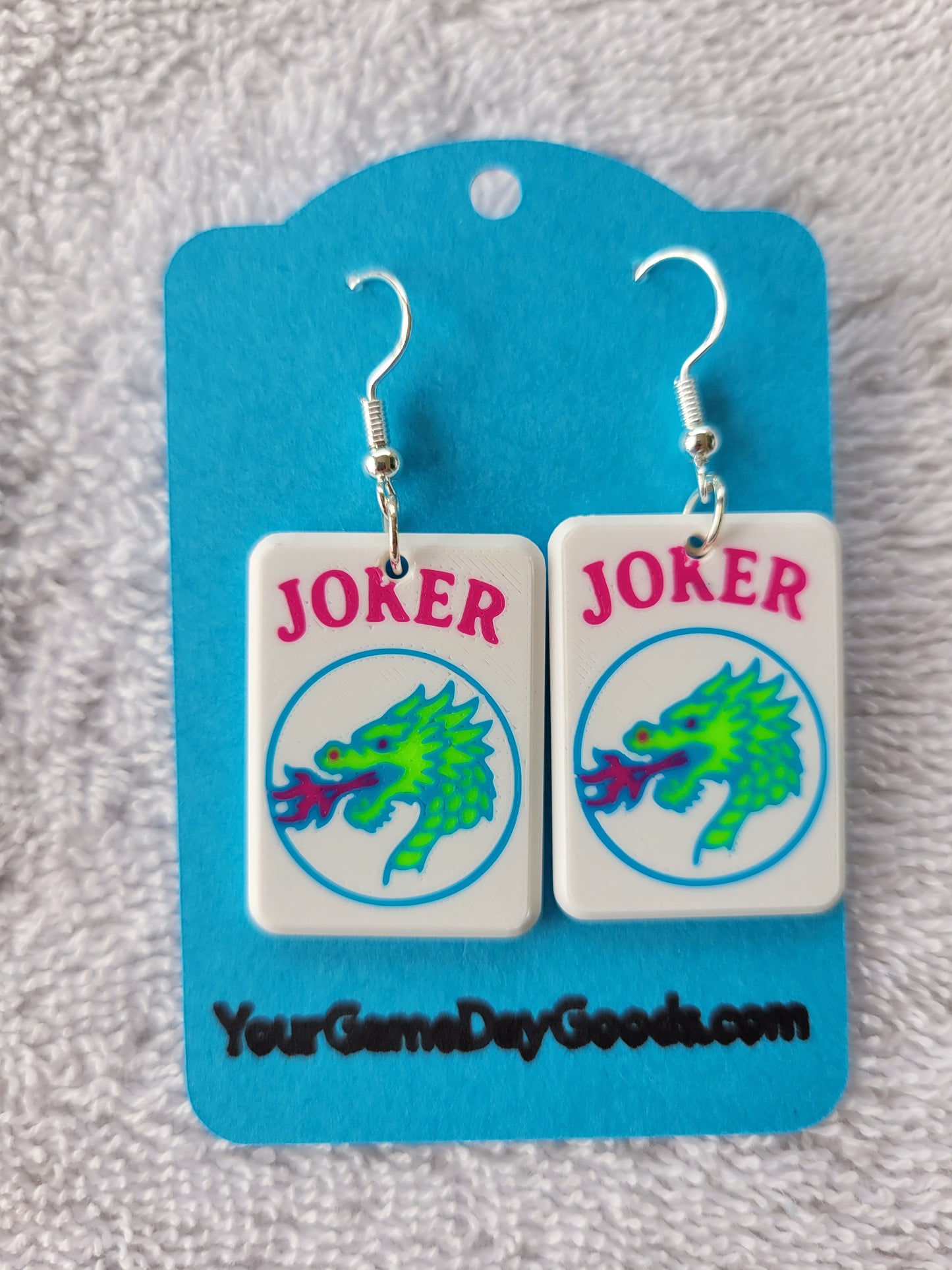 Mah Jongg Tile Earrings - Joker