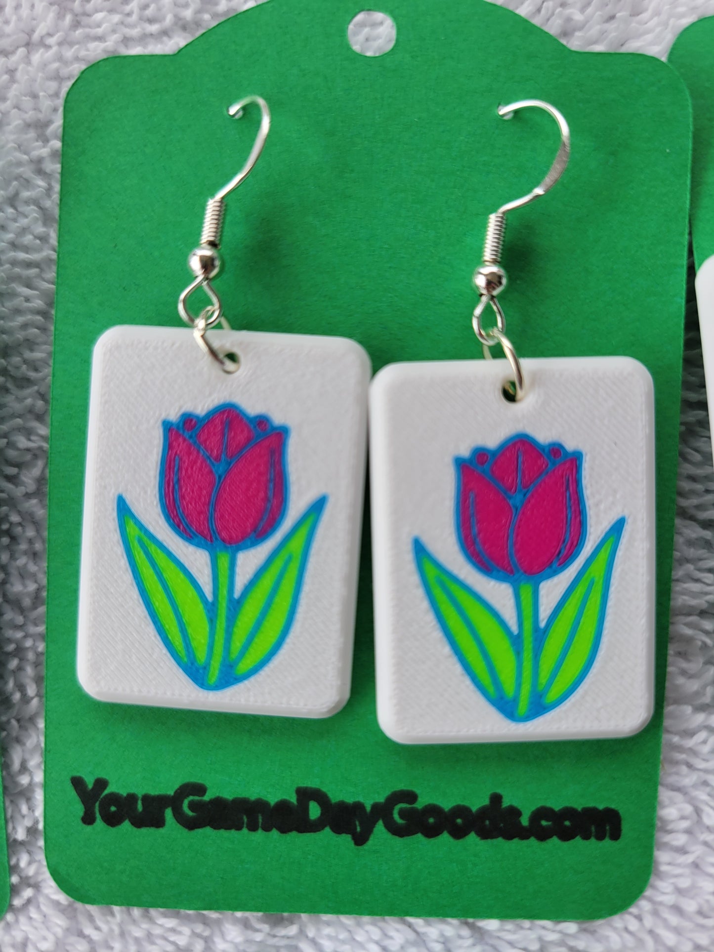 Mah Jongg Tile Earrings - Tulip