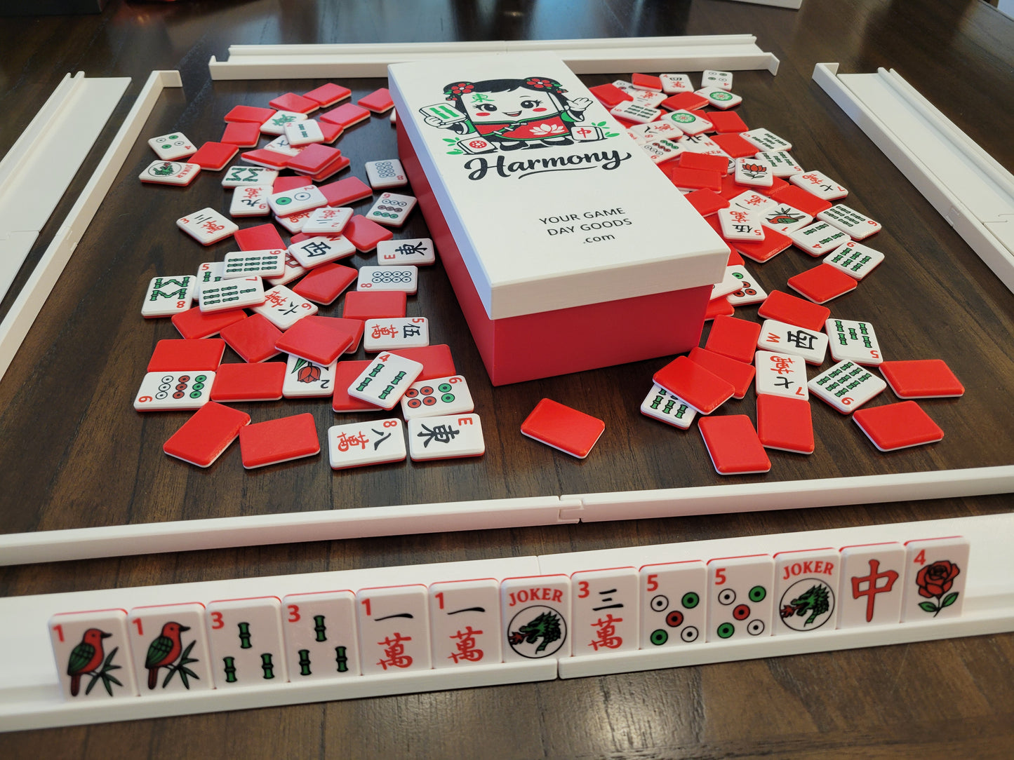 Harmony Compact Mah Jongg Travel Tiles Red-Green-Black