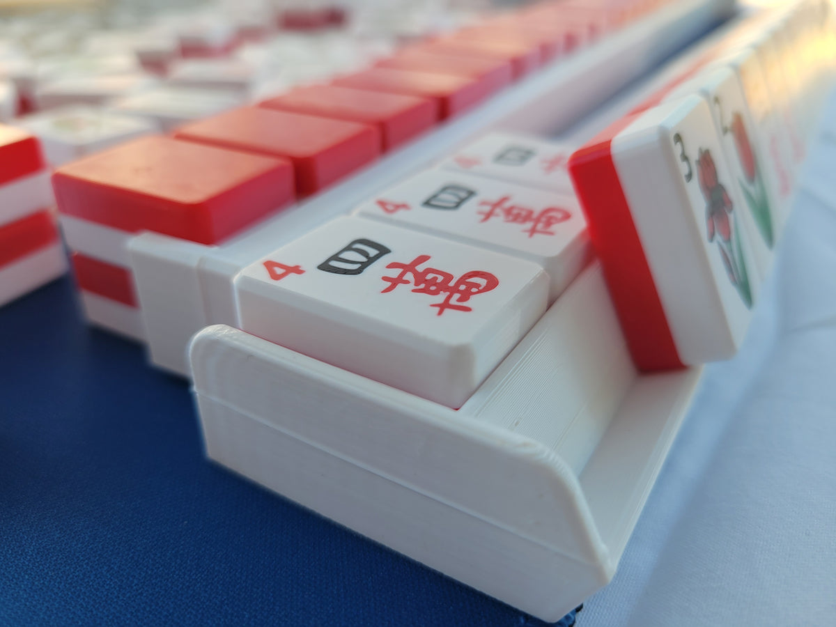 NEW! Harmony 3D Printed Full Size Mah Jongg Travel Set - Thin Racks - Red Tiles