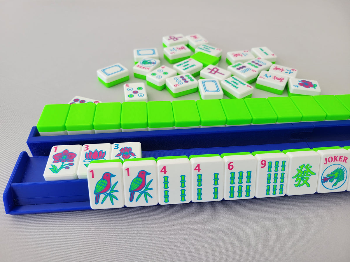 NEW! Harmony 3D Printed Full Size Mah Jongg Travel Set - Thin Racks - Lime Tiles