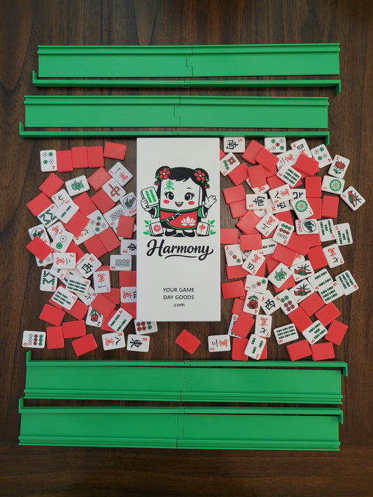 3d printed mah jongg tiles Red green black high resolution multicolor smooth face floating lightweight with racks and pushers portable custom box harmony