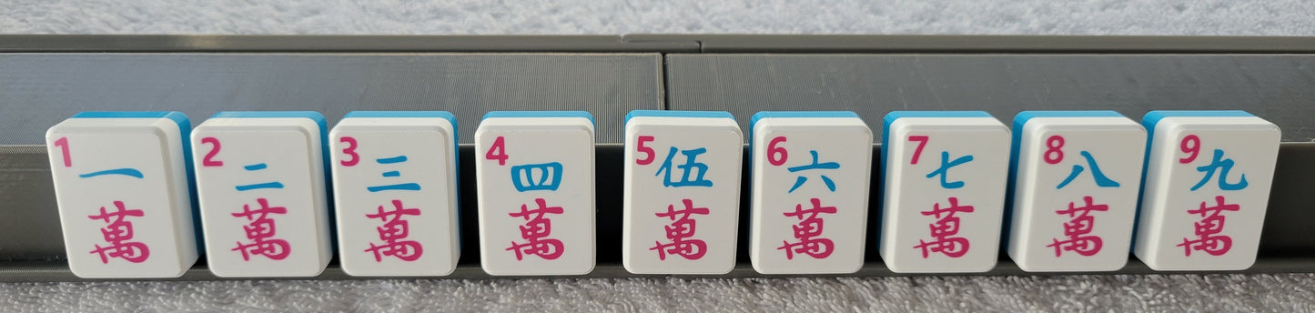 3d printed mah jongg tiles Red green black magenta lime cyan neon green high resolution multicolor smooth face floating lightweight with racks and pushers portable custom bag harmony