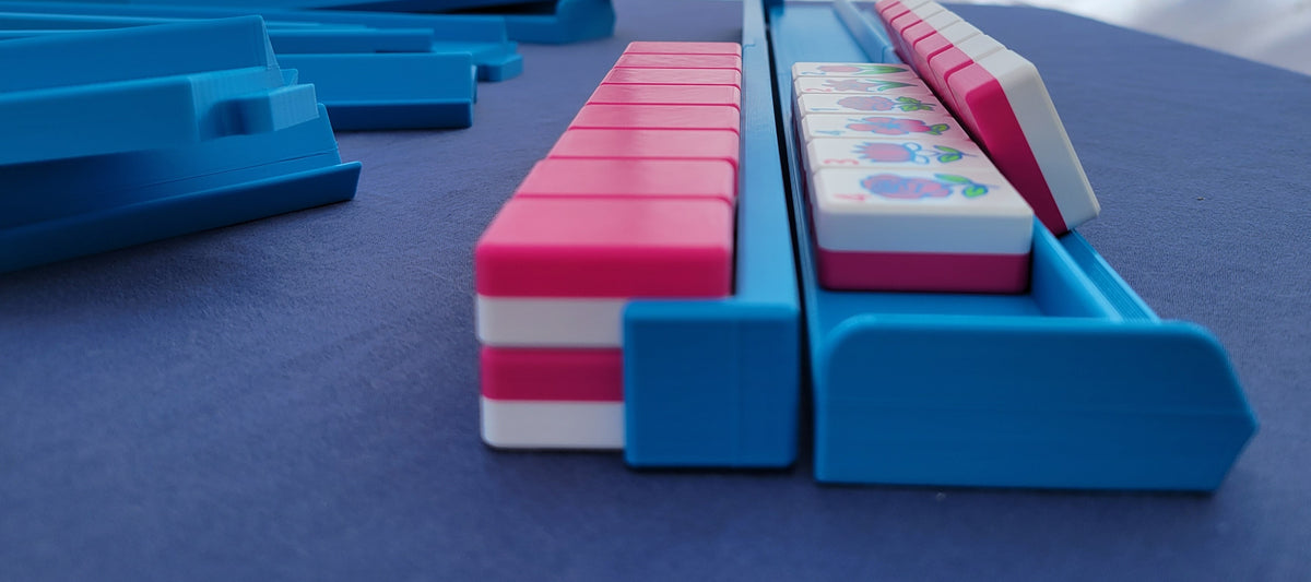 Harmony 3D Printed Full Size Mah Jongg Travel Set - Thin Racks - Magenta Tiles