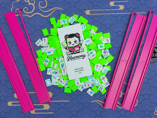 Harmony Compact Mah Jongg Travel Set Magenta-Lime-Cyan