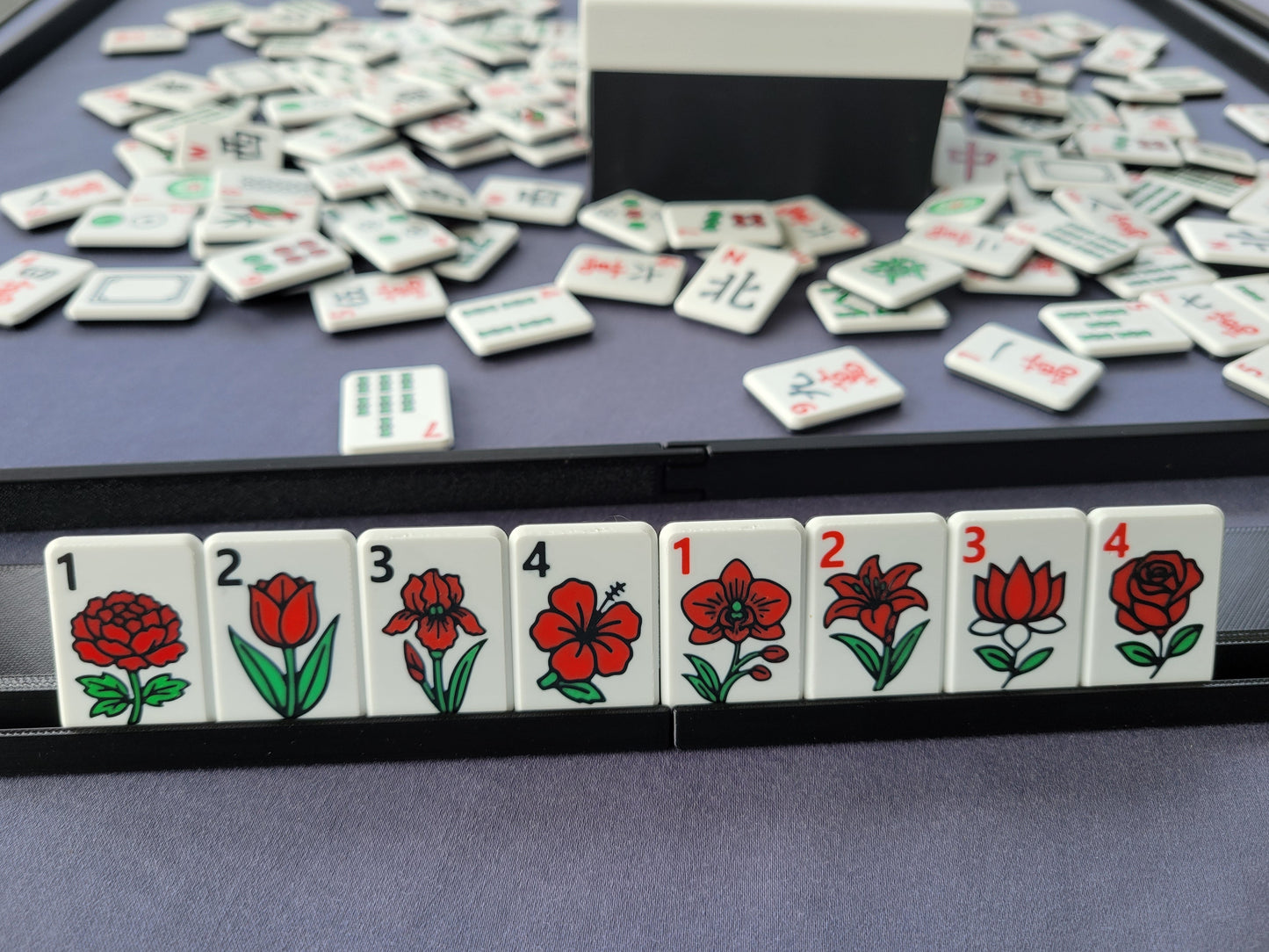 Harmony Compact Mah Jongg Travel Tiles Red-Green-Black