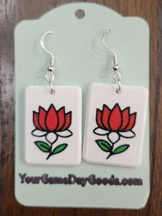 Mah Jongg Tile Earrings - Lotus