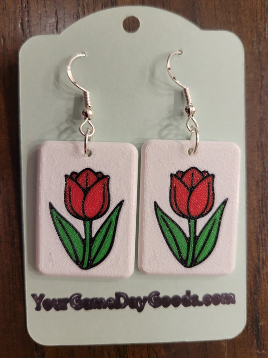 Mah Jongg Tile Earrings - Tulip