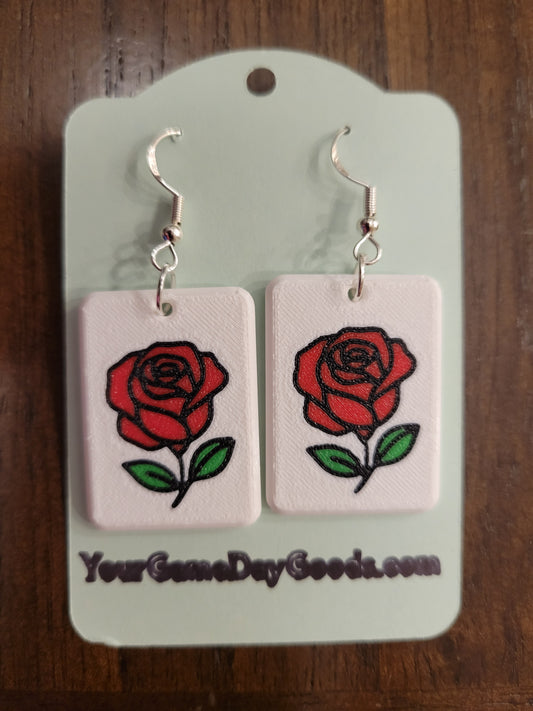 Mah Jongg Tile Earrings - Rose
