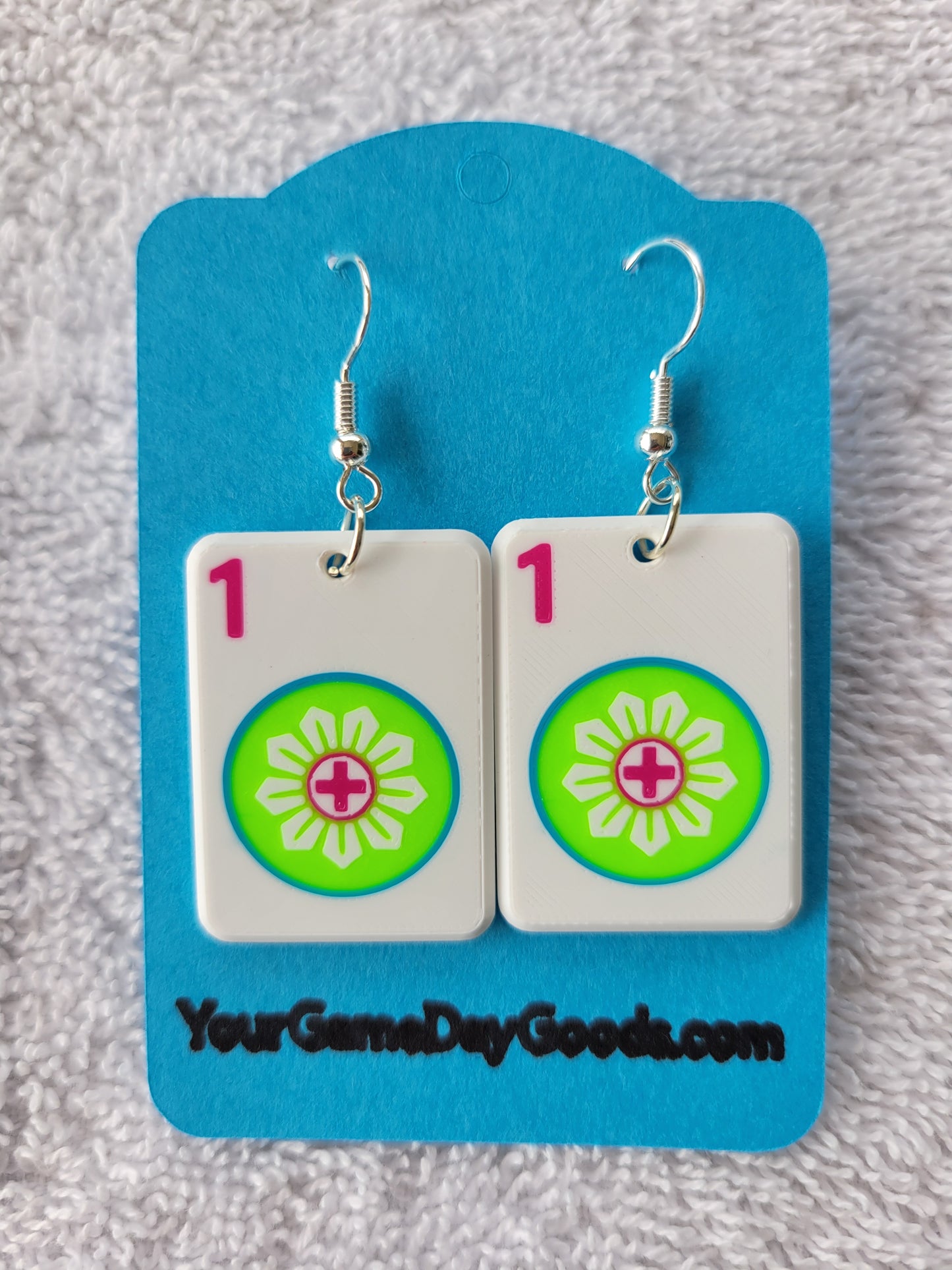 Mah Jongg Tile Earrings - One Dot