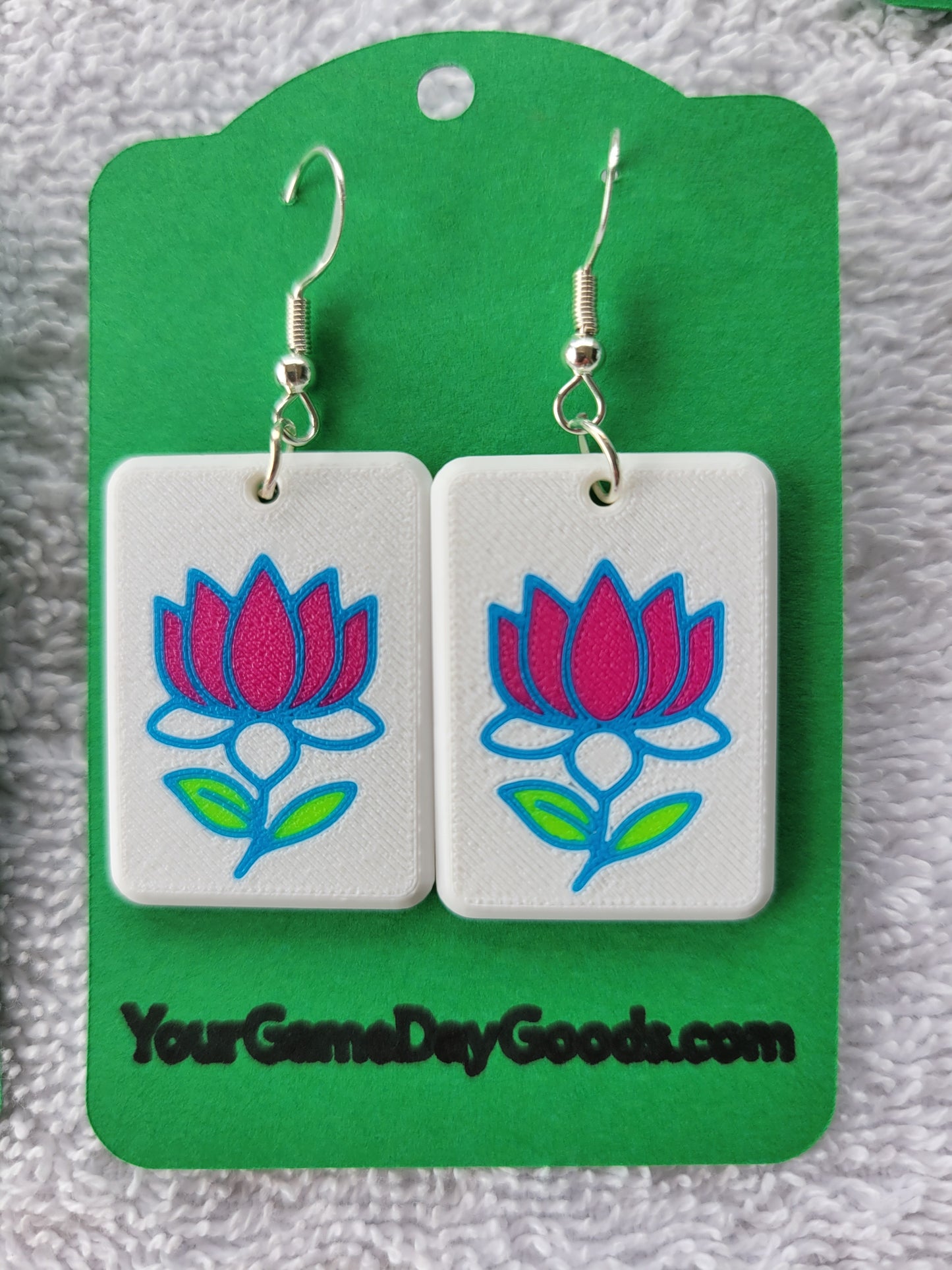 Mah Jongg Tile Earrings - Lotus