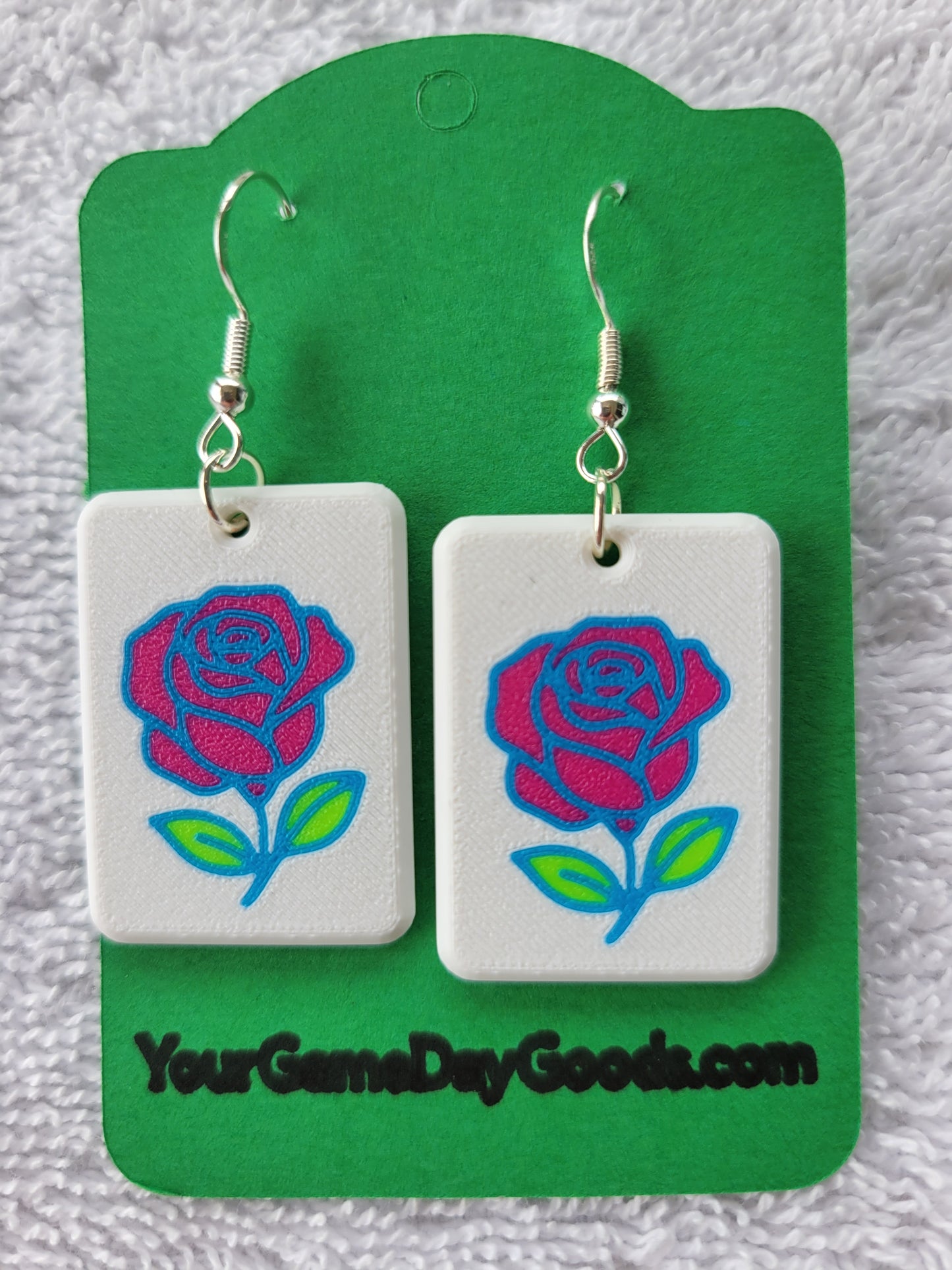 Mah Jongg Tile Earrings - Rose