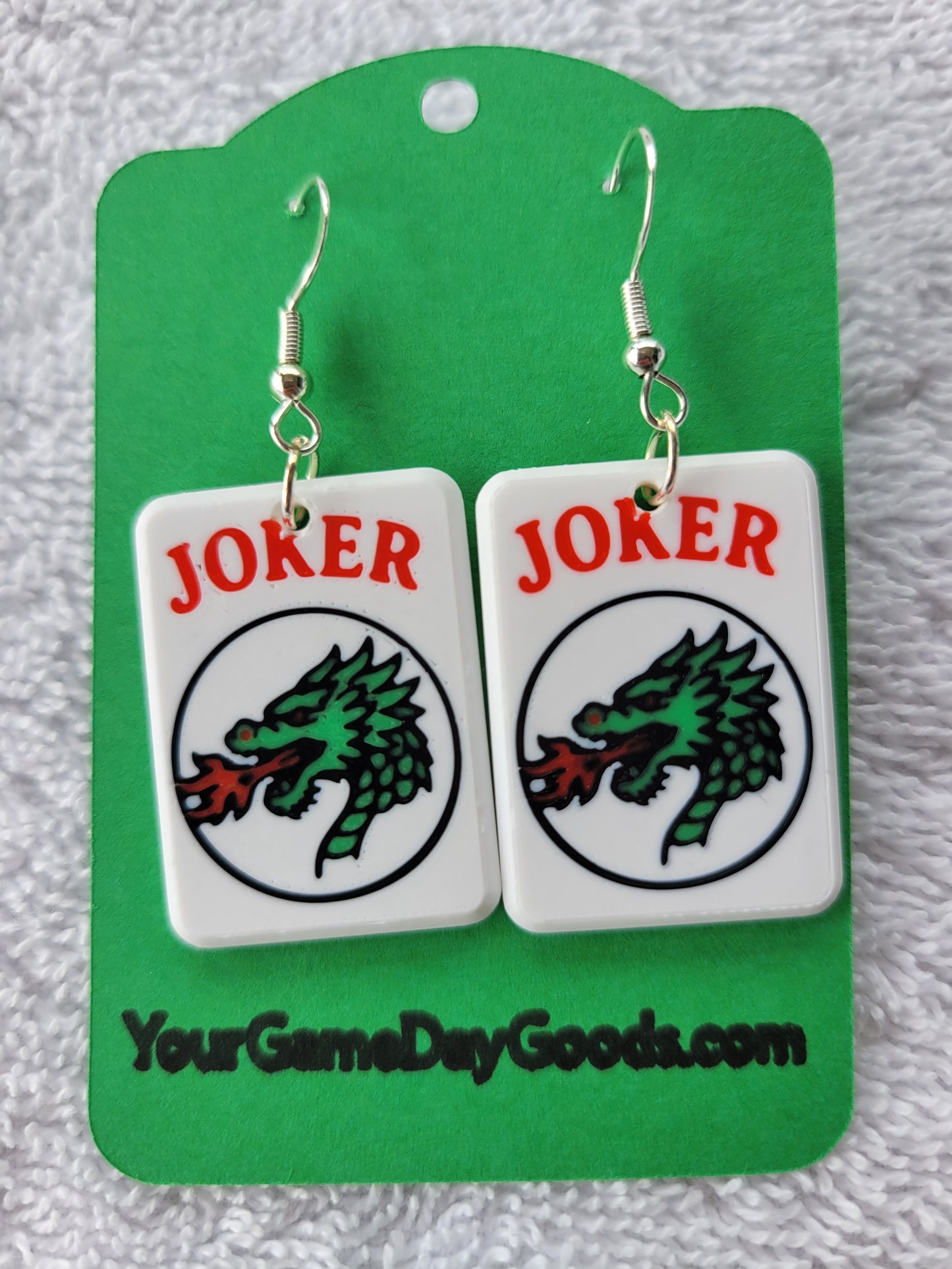 Mah Jongg Tile Earrings - Joker