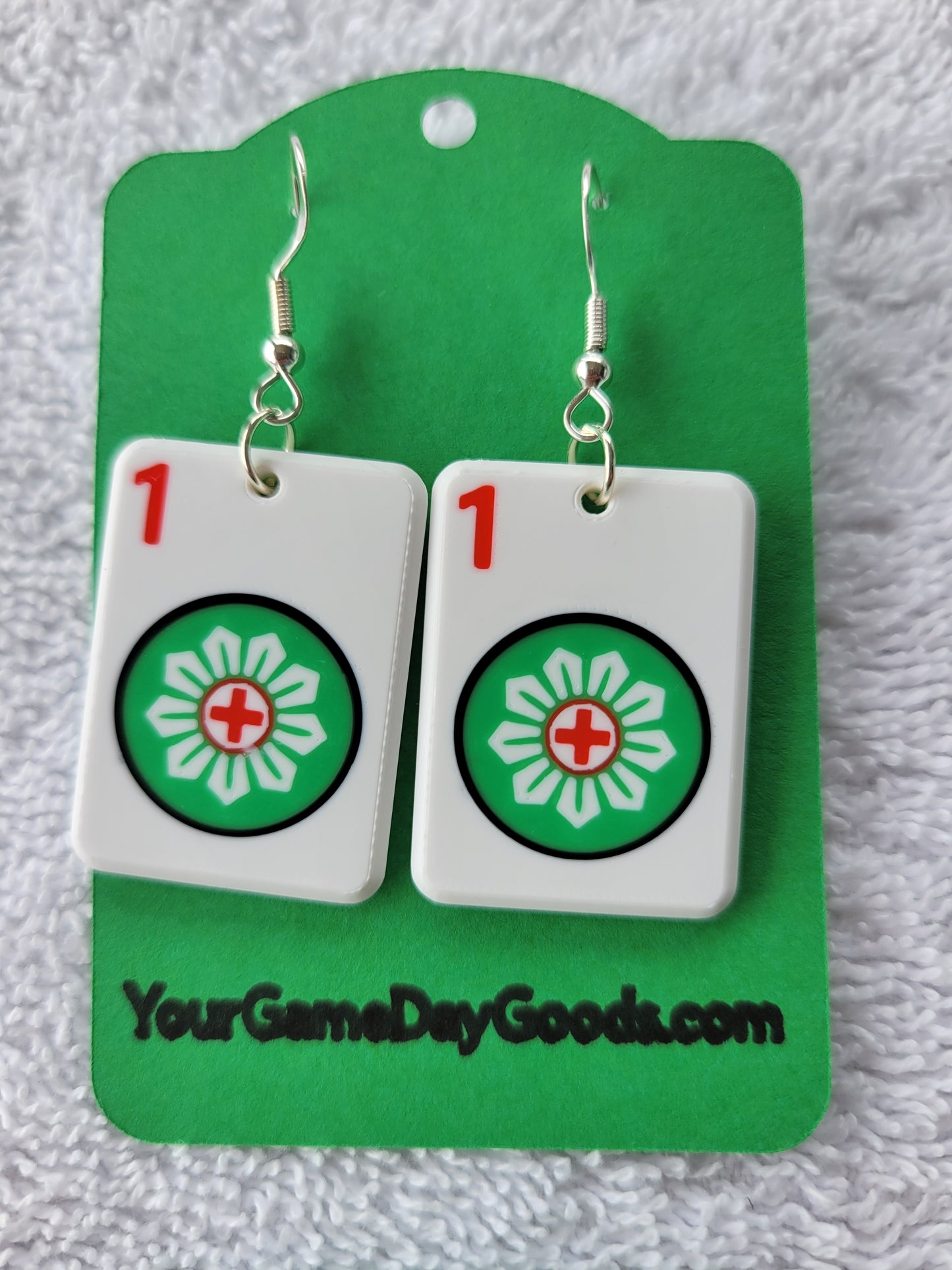 Mah Jongg Tile Earrings - One Dot