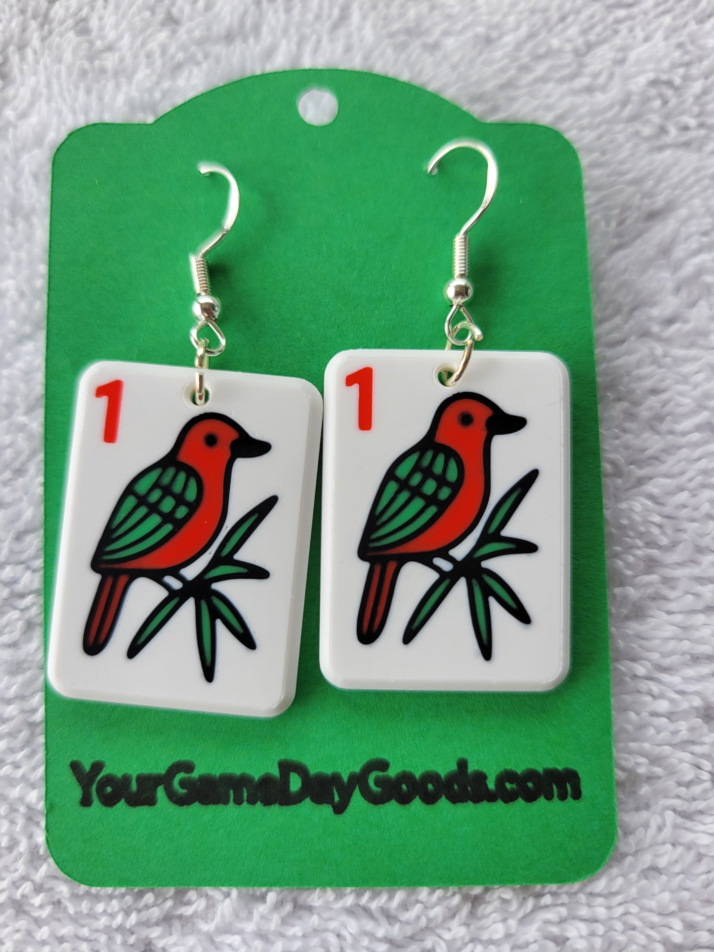 Mah Jongg Tile Earrings - One Bam