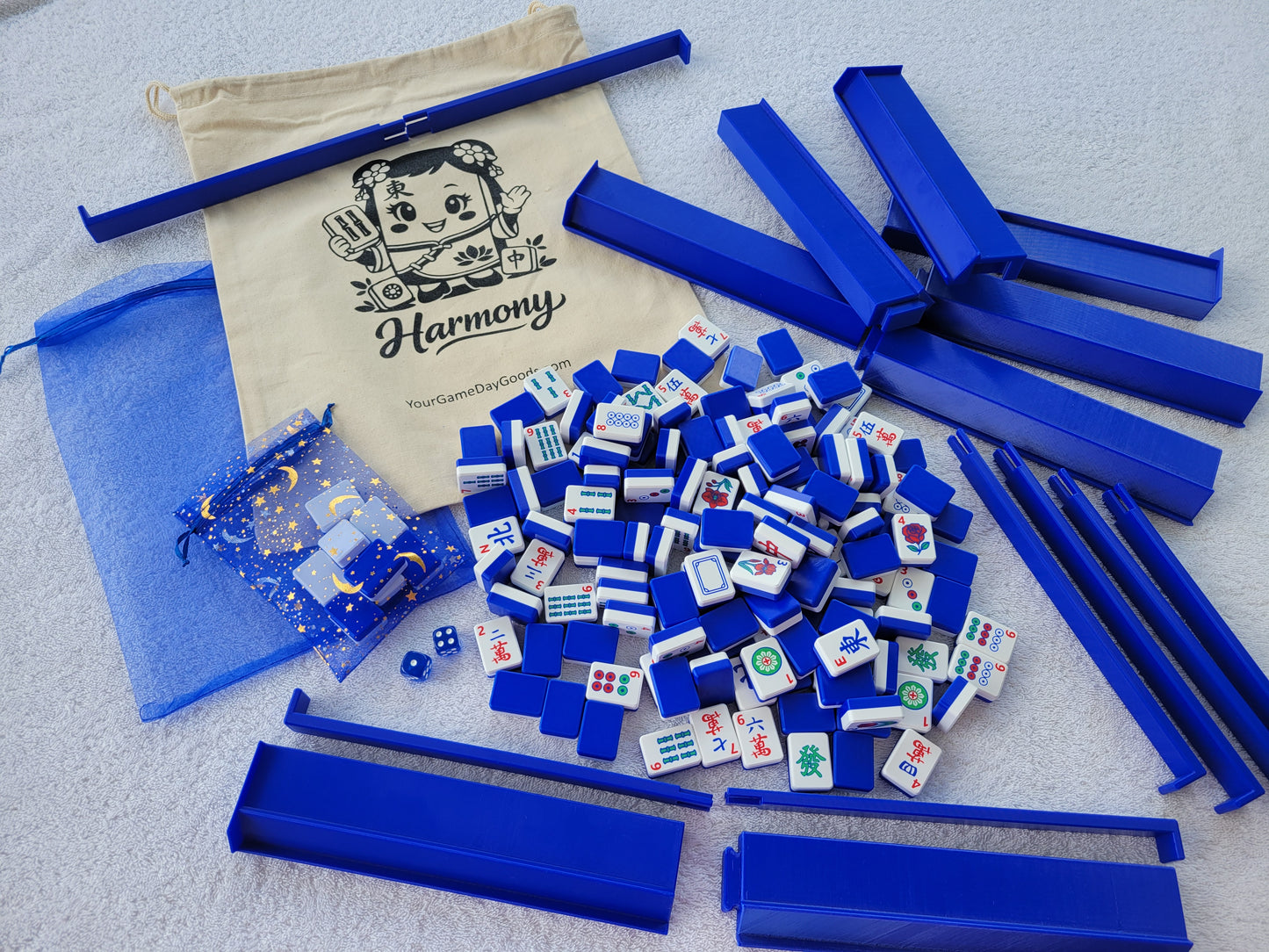 Harmony 3D Printed Full Size Mah Jongg Travel Set - Electric Blue