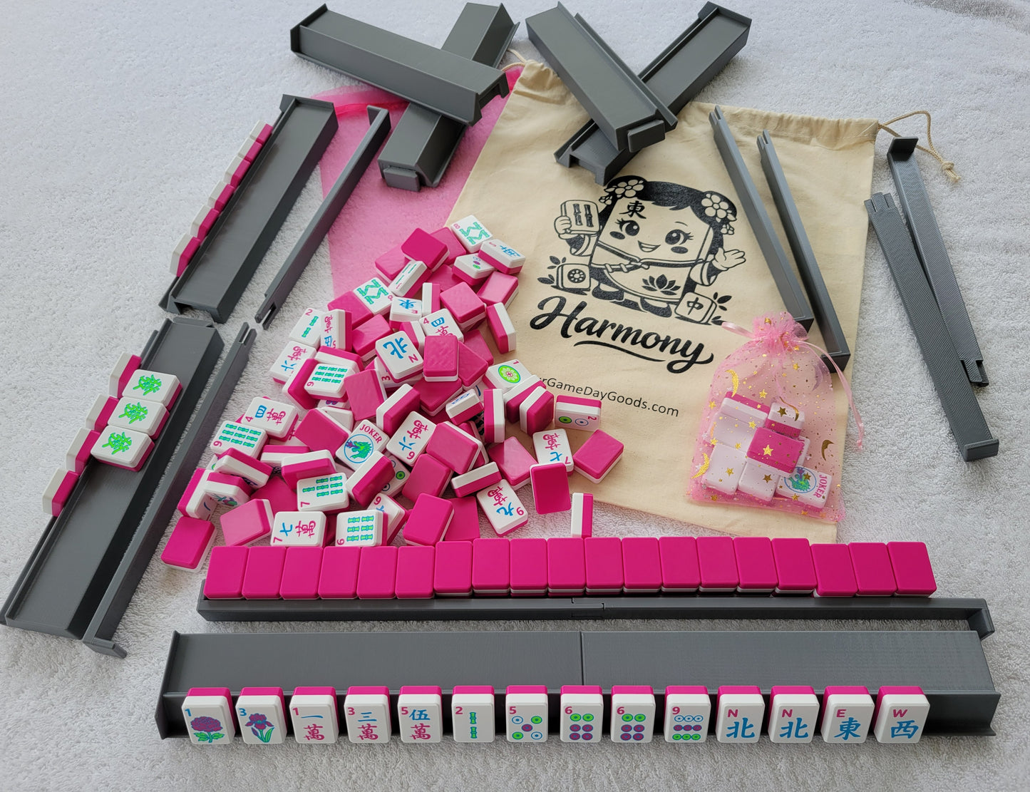 Harmony 3D Printed Full Size Mah Jongg Travel Set - Magenta