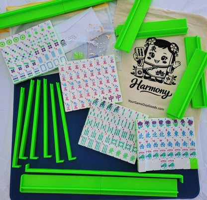 NEW! Harmony 3D Printed Full Size Mah Jongg Travel Set - Thin Racks - Lime Tiles