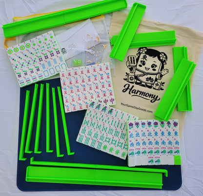 NEW! Harmony 3D Printed Full Size Mah Jongg Travel Set - Thin Racks - Lime Tiles