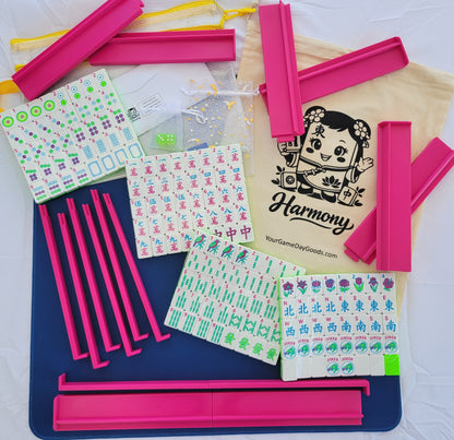 NEW! Harmony 3D Printed Full Size Mah Jongg Travel Set - Thin Racks - Lime Tiles