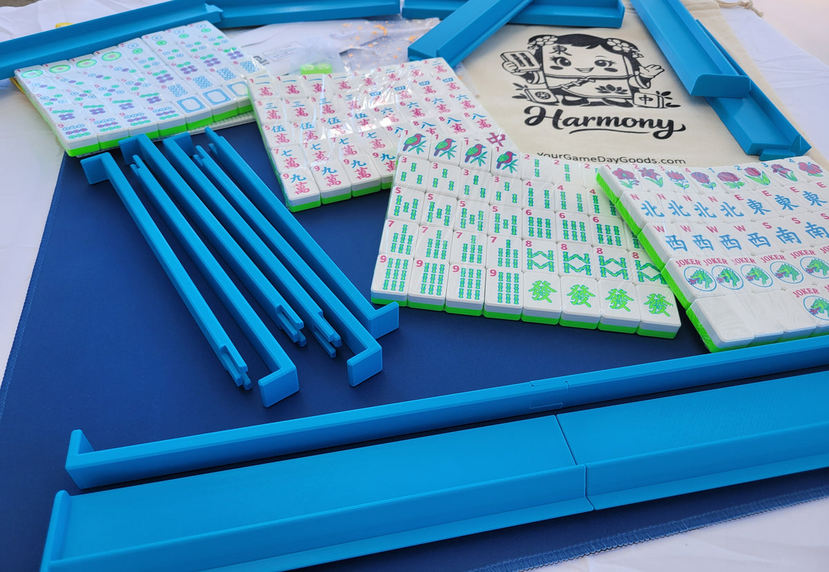 NEW! Harmony 3D Printed Full Size Mah Jongg Travel Set - Thin Racks - Lime Tiles