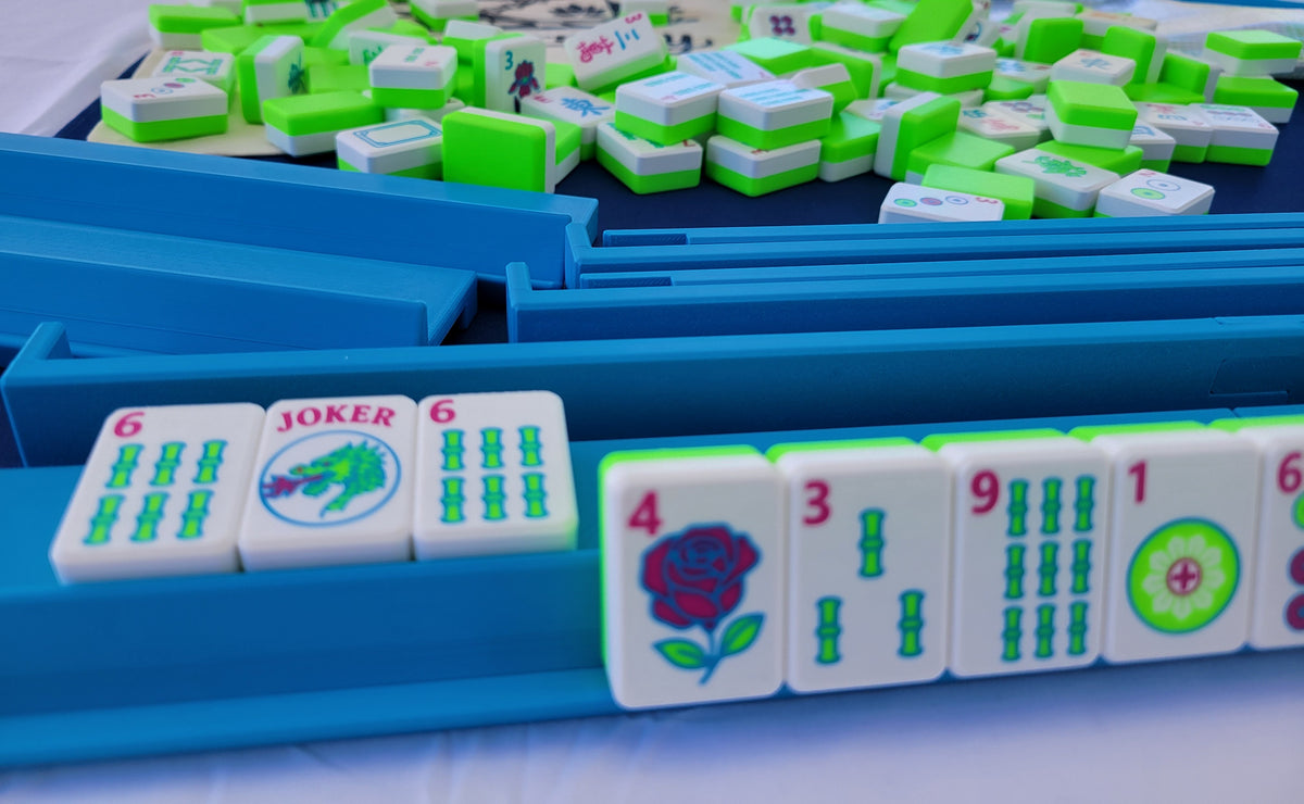NEW! Harmony 3D Printed Full Size Mah Jongg Travel Set - Thin Racks - Lime Tiles