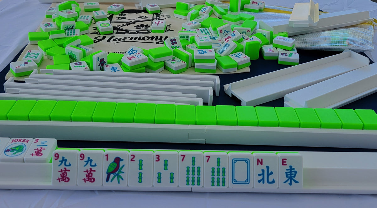 NEW! Harmony 3D Printed Full Size Mah Jongg Travel Set - Thin Racks - Lime Tiles