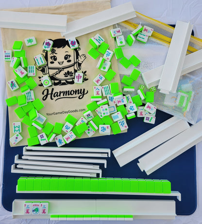 NEW! Harmony 3D Printed Full Size Mah Jongg Travel Set - Thin Racks - Lime Tiles
