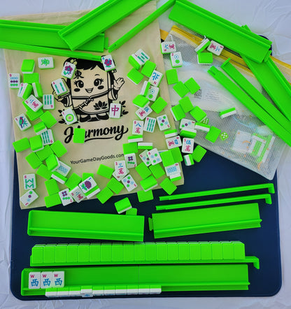 NEW! Harmony 3D Printed Full Size Mah Jongg Travel Set - Thin Racks - Lime Tiles