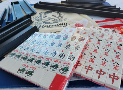 NEW! Harmony 3D Printed Full Size Mah Jongg Travel Set - Thin Racks - Red Tiles