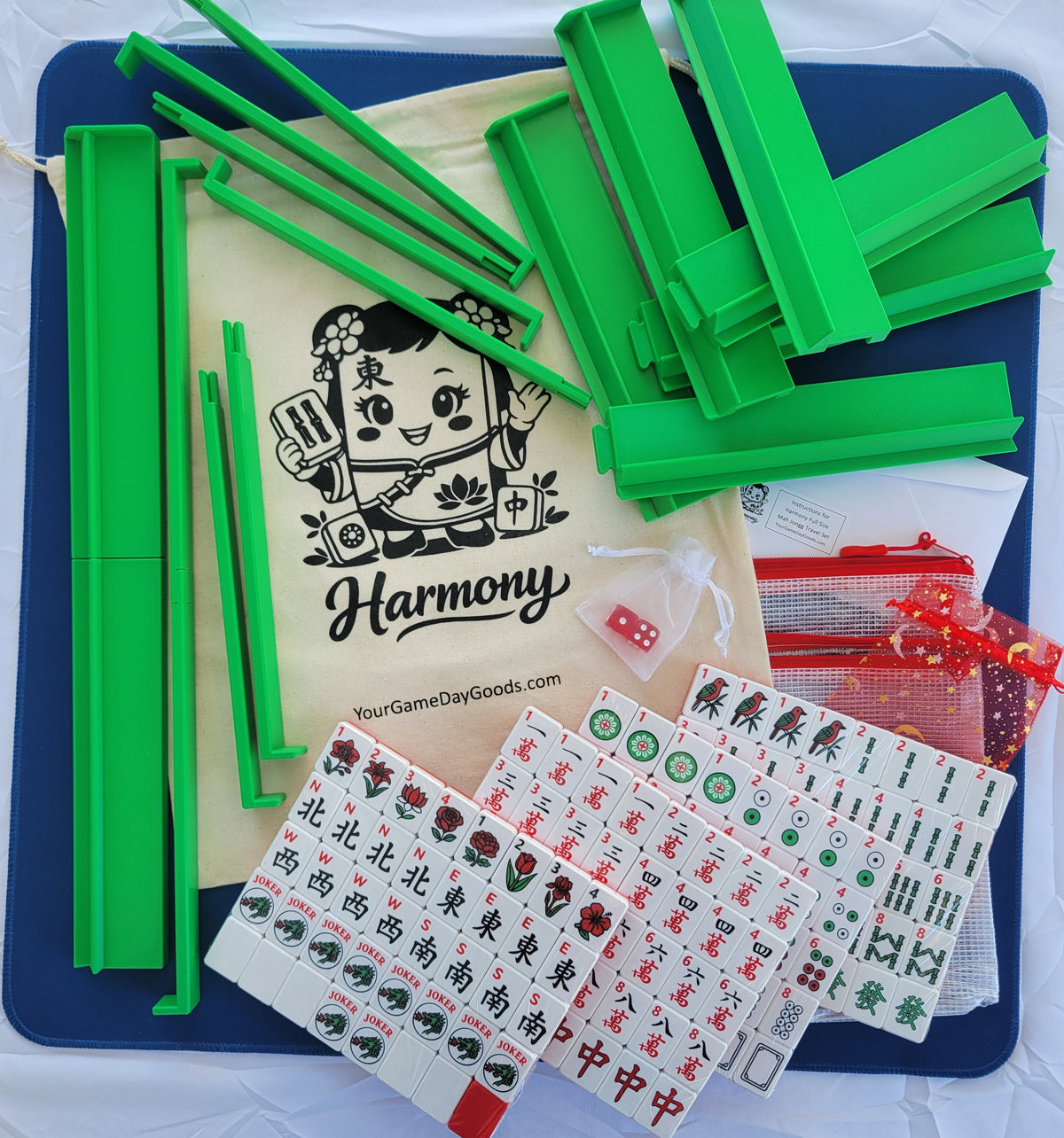 NEW! Harmony 3D Printed Full Size Mah Jongg Travel Set - Thin Racks - Red Tiles