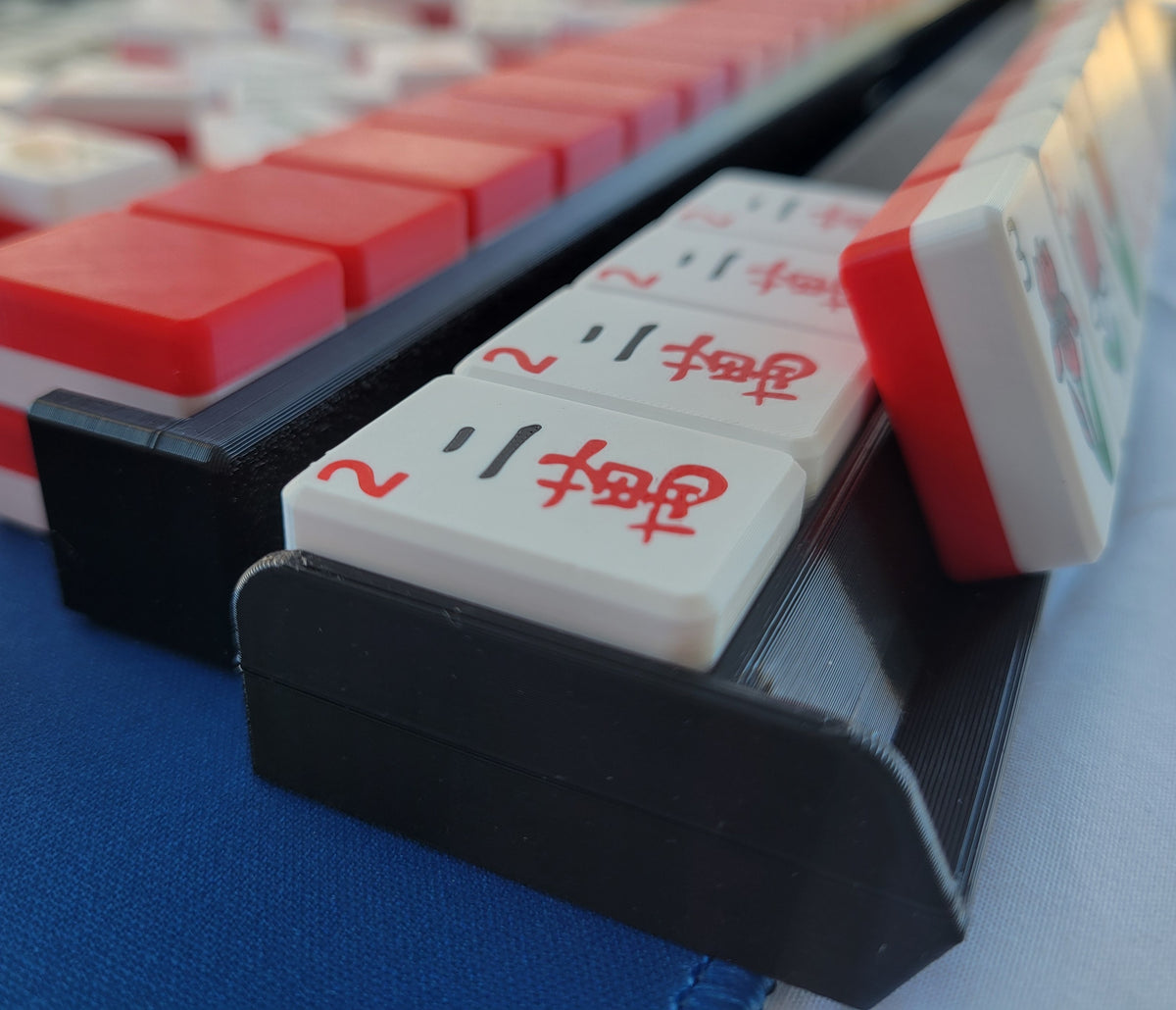 NEW! Harmony 3D Printed Full Size Mah Jongg Travel Set - Thin Racks - Red Tiles