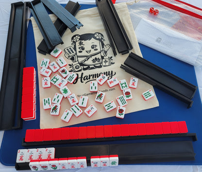 NEW! Harmony 3D Printed Full Size Mah Jongg Travel Set - Thin Racks - Red Tiles