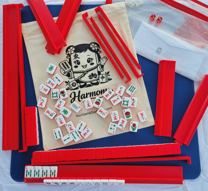 NEW! Harmony 3D Printed Full Size Mah Jongg Travel Set - Thin Racks - Red Tiles