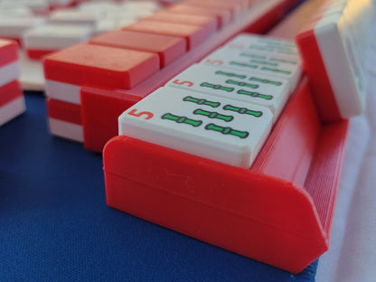 NEW! Harmony 3D Printed Full Size Mah Jongg Travel Set - Thin Racks - Red Tiles
