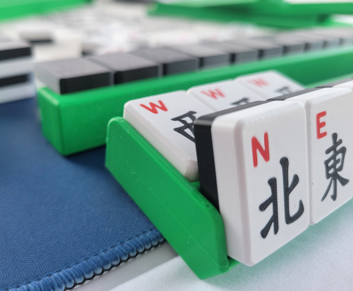 NEW! Harmony 3D Printed Full Size Mah Jongg Travel Set - Thin Racks - Black Tiles