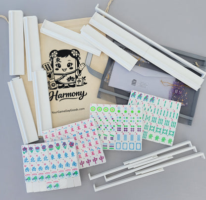 NEW! Harmony 3D Printed Full Size Mah Jongg Travel Set - Thin Racks - White Tiles