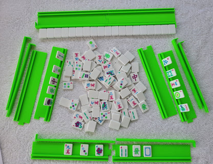 3d printed mah jongg tiles magenta lime cyan high resolution multicolor smooth face floating lightweight  with racks and pushers