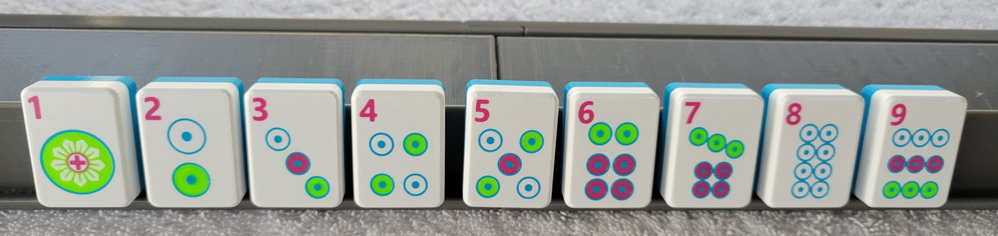 3d printed mah jongg tiles Red green black magenta lime cyan neon green high resolution multicolor smooth face floating lightweight  with racks and pushers portable custom bag  harmony