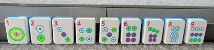 3d printed mah jongg tiles Red green black magenta lime cyan neon green high resolution multicolor smooth face floating lightweight  with racks and pushers portable custom bag  harmony