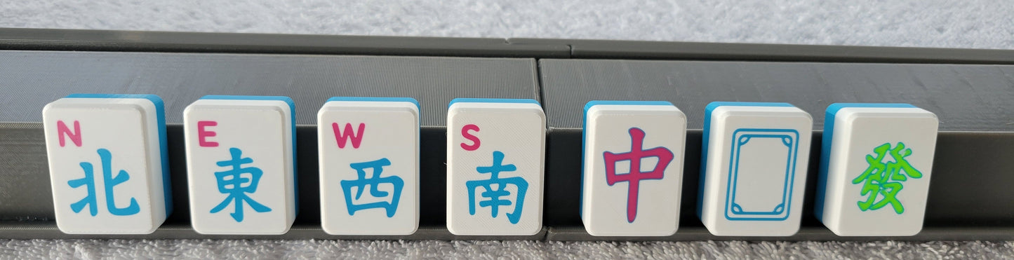 3d printed mah jongg tiles Red green black magenta lime cyan neon green high resolution multicolor smooth face floating lightweight  with racks and pushers portable custom bag  harmony