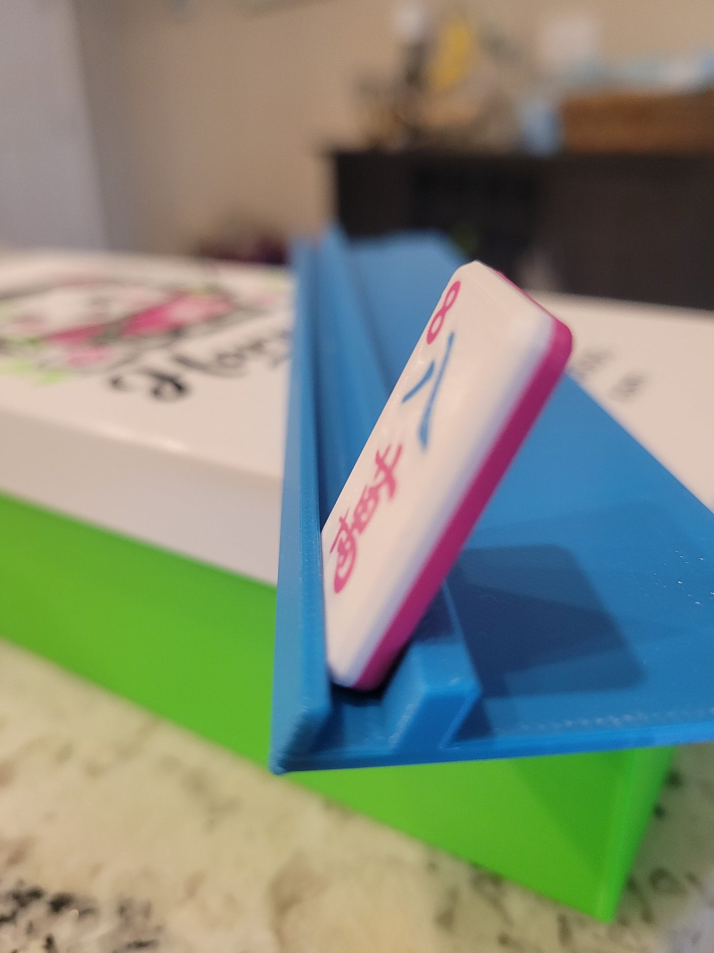 3d printed mah jongg tiles magenta lime cyan high resolution multicolor smooth face floating lightweight