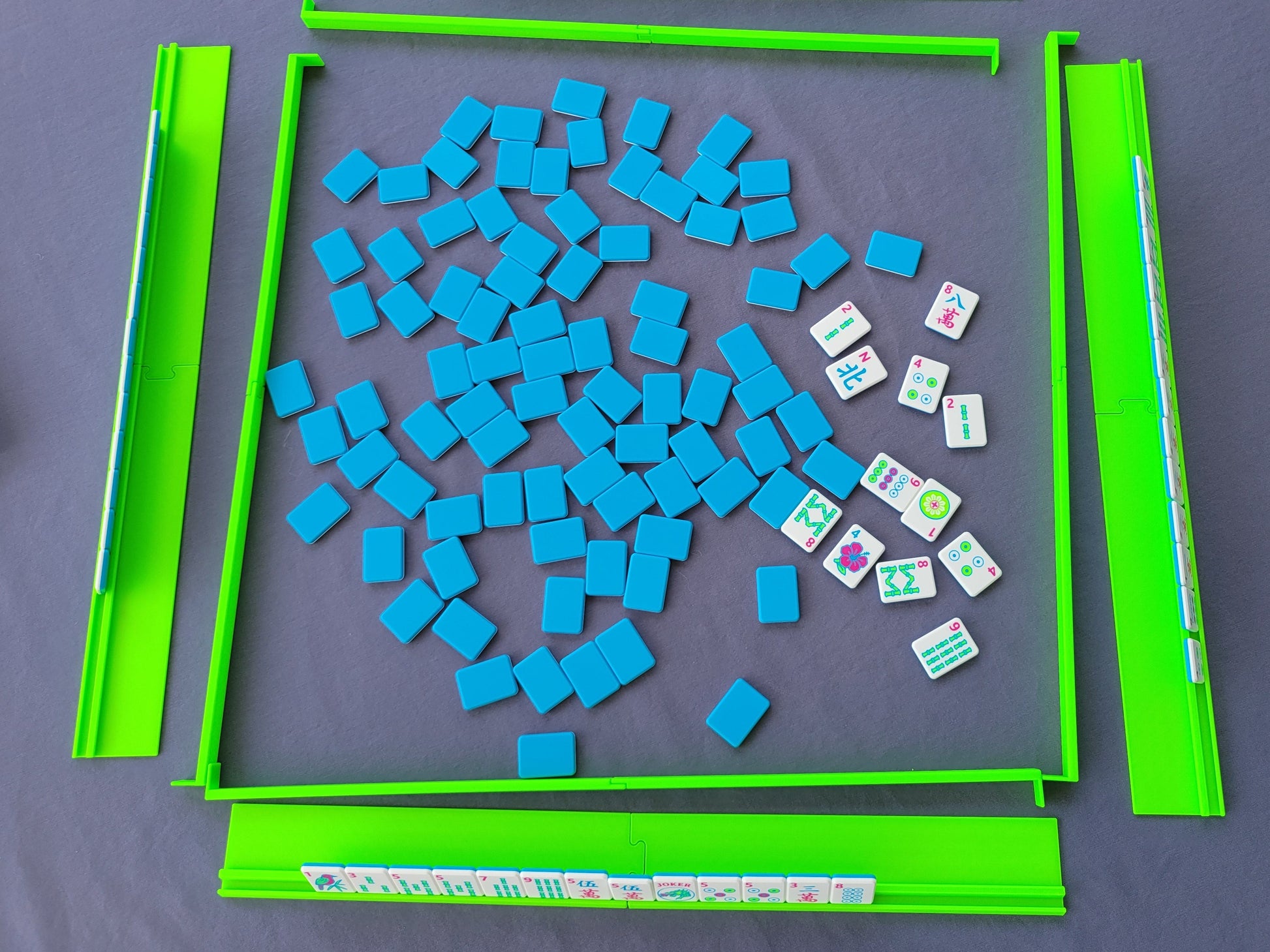 3d printed mah jongg tiles magenta lime cyan high resolution multicolor smooth face floating lightweight