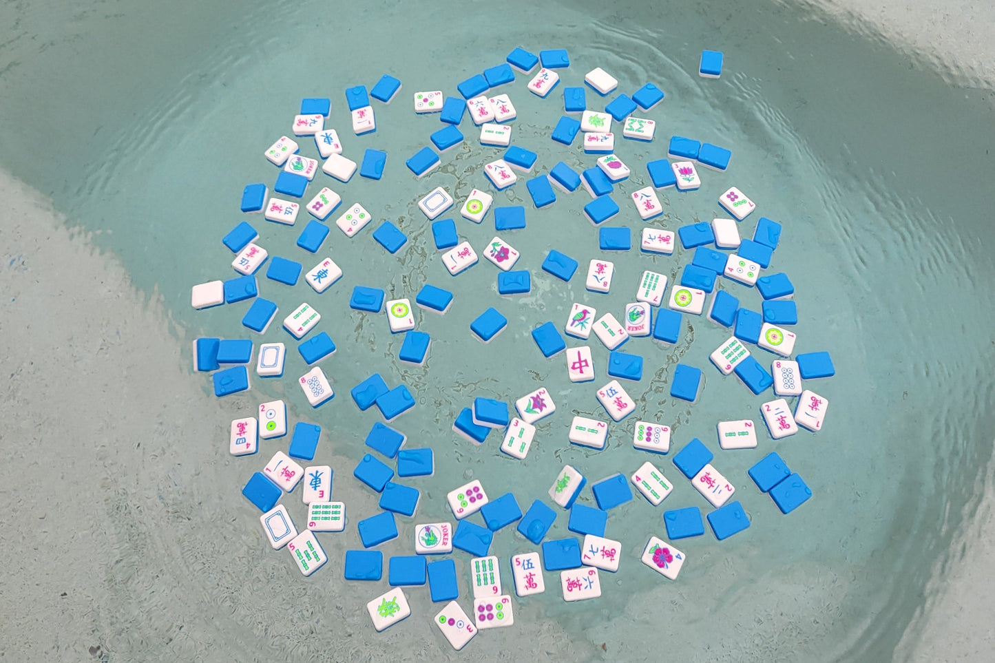 3d printed mah jongg tiles magenta lime cyan high resolution multicolor smooth face floating lightweight