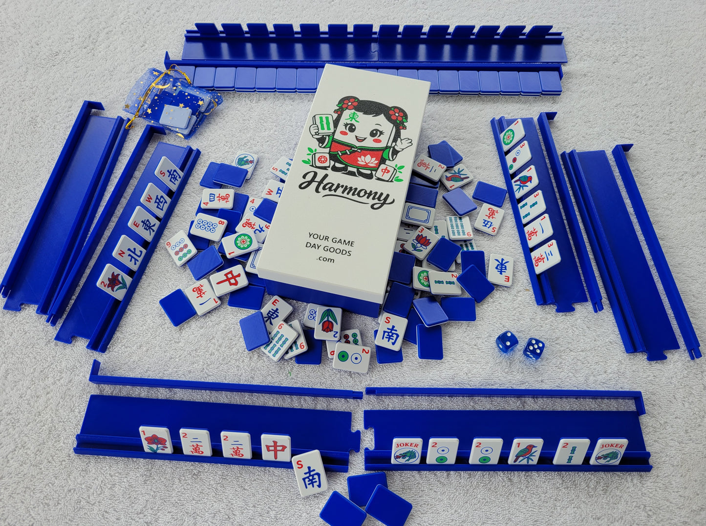 Harmony 3D Printed Compact Mah Jongg Travel Set - Electric Blue