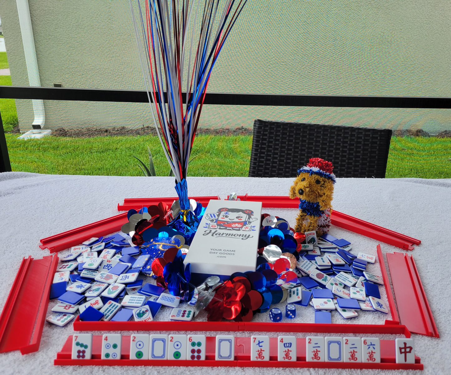 Harmony 3D Printed Compact Mah Jongg Travel Set - Patriotic Edition
