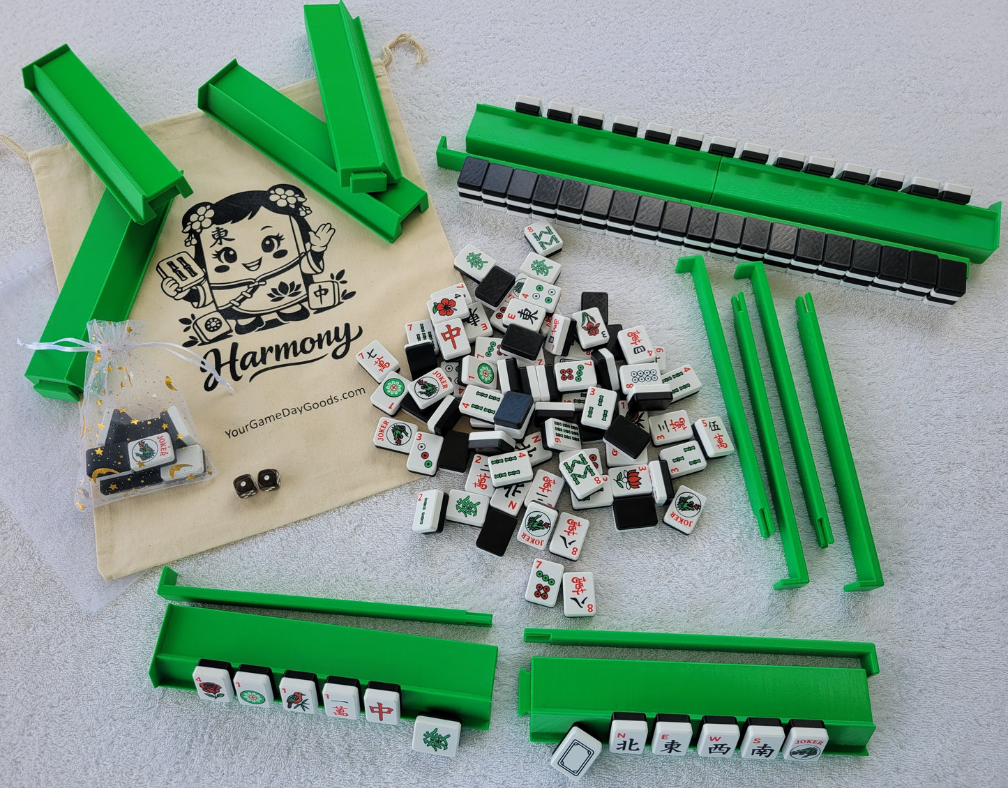 Harmony 3D Printed Full Size Mah Jongg Travel Set - Black