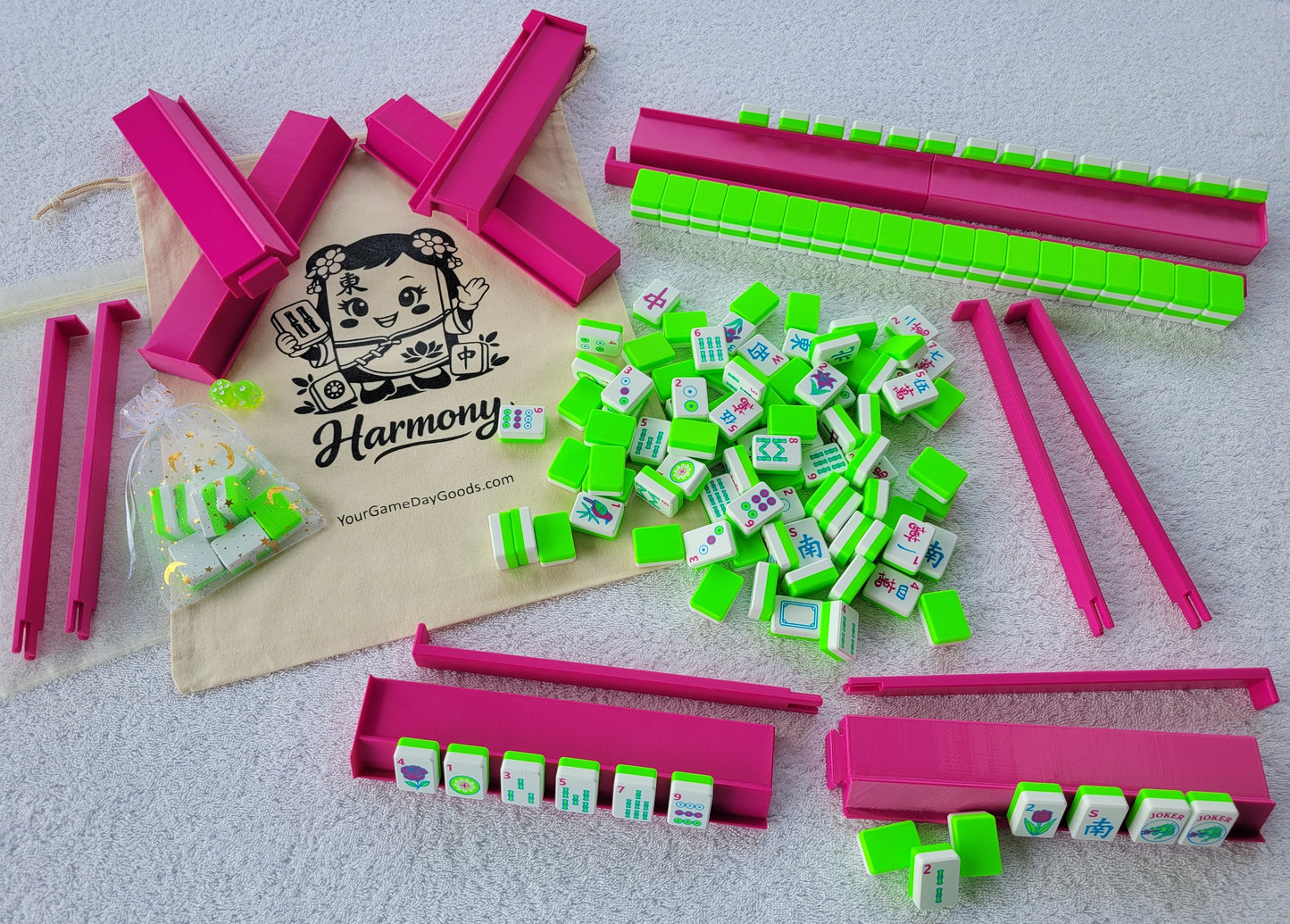 Harmony 3D Printed Full Size Mah Jongg Travel Set - Lime