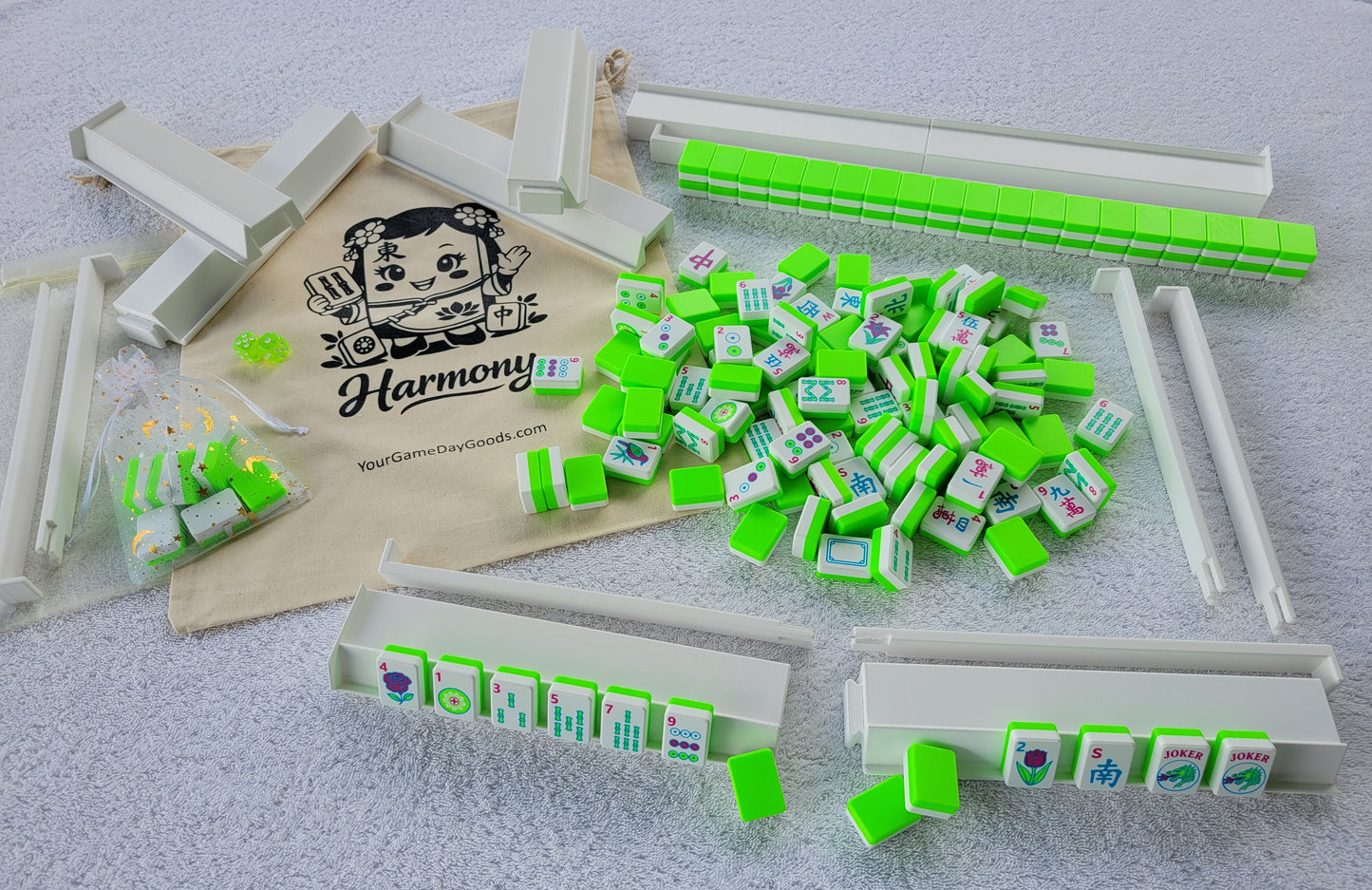 Harmony 3D Printed Full Size Mah Jongg Travel Set - Lime