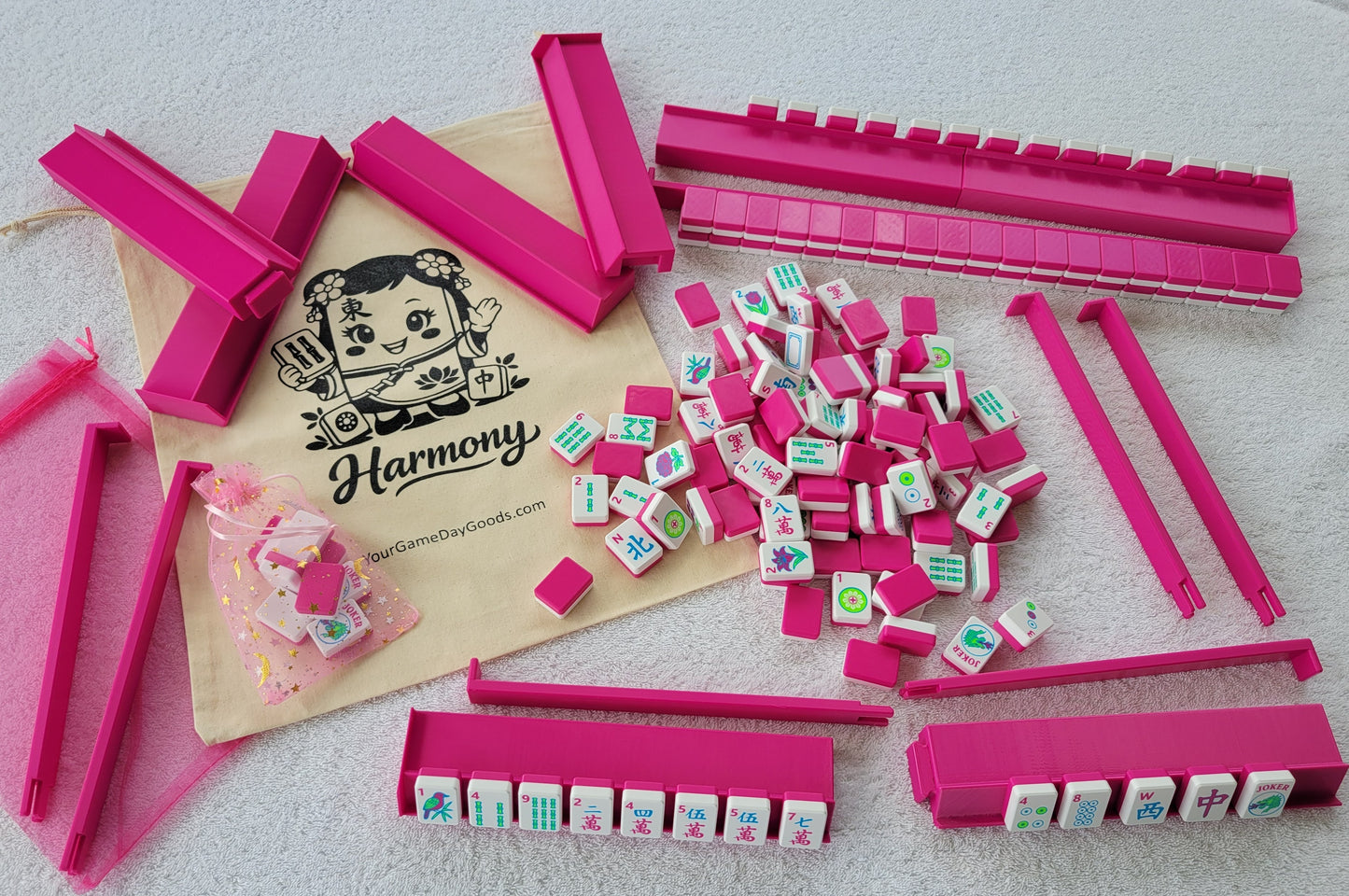 Harmony 3D Printed Full Size Mah Jongg Travel Set - Magenta